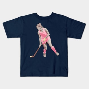 Field Hockey Player: Sand & Blush Pink Kids T-Shirt